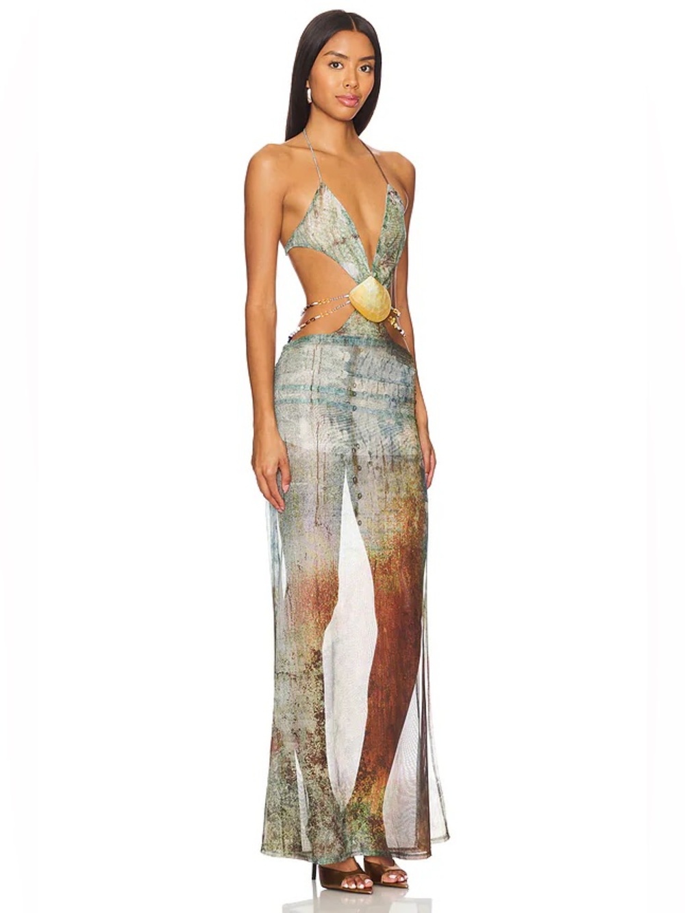 Jaded London Vida Backless Maxi Dress With Shell Trim in Marine XS - Picture 12 of 15